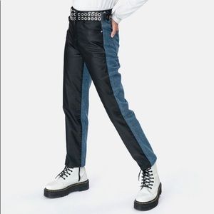 adika half leather mom jeans
